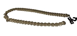 Vintage Womens Jones New York Large coins Gold Belt Stretch Metal Belt Embossed - Bild 1 von 6