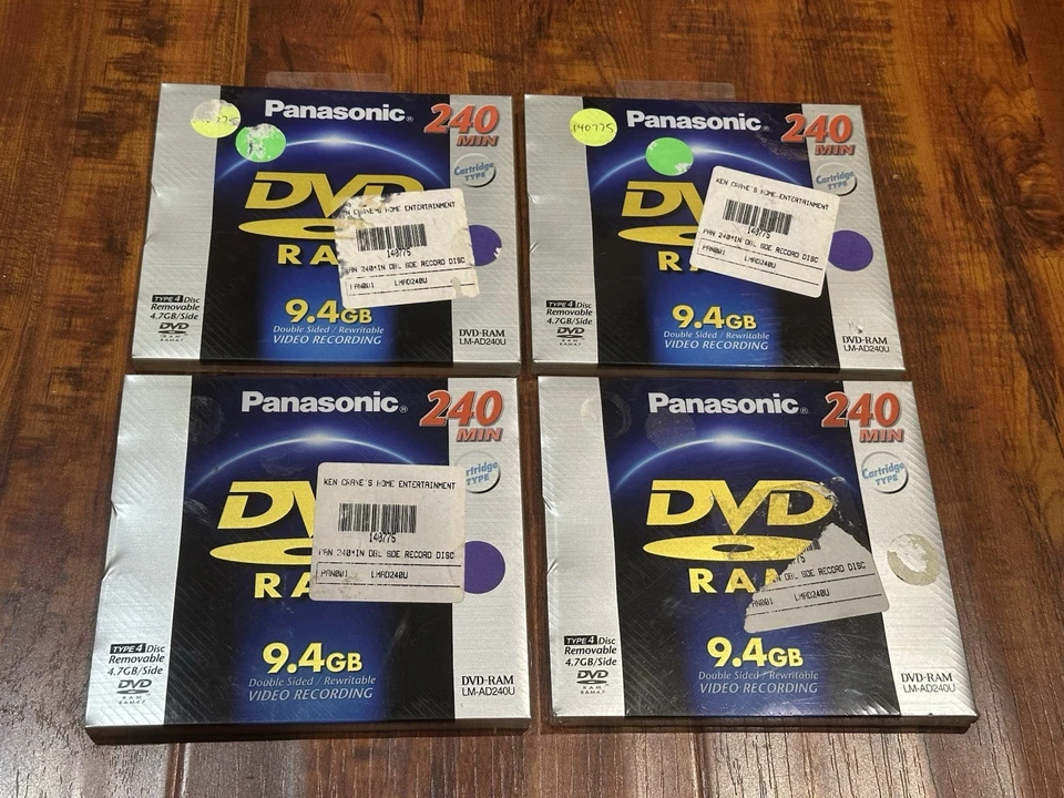 Lot of (4) Panasonic LM-AD240U Double-Sided 240 Minute 9.4GB DVD-RAM Discs - New - Image 1 of 4