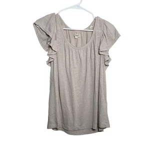 Max Studio Blouse Women's Large Round Neck Ruffle Short Sleeve Solid Top Shirt - Picture 1 of 9