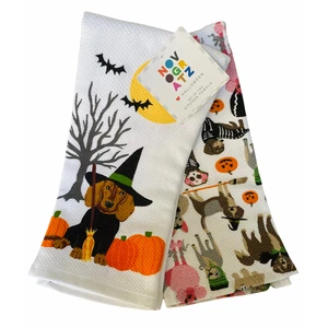 Nuevo con etiquetas Juego de toallas de cocina Frenchie disfraz perro cachorro Doxie Dachshund Halloween - Imagen 1 de 2