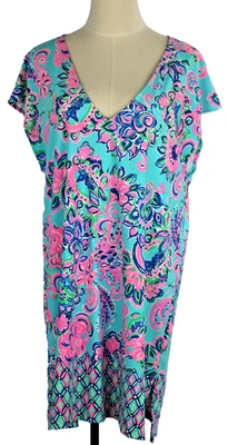 Lilly Pulitzer Talla M Talli Azul y Rosa Natación Encubrimiento Azul Horizonte Jungla Salida del Sol Foto 1 de 4