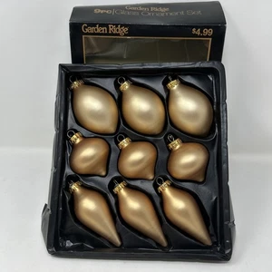Vintage Garden Ridge Glass Christmas Ornament Mate Gold Set Of 9 - Picture 1 of 12