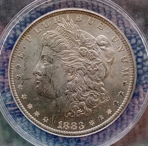 1883 O  Morgan Silver Dollar O/O Mint Mark ANACS Graded MS 63 . - Picture 1 of 4