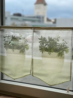 2er Pack Panneaux, Scheibengardine mit Tunneldurchzug, Farbe Bunt, mit Dreicksab - Bild 1 von 4