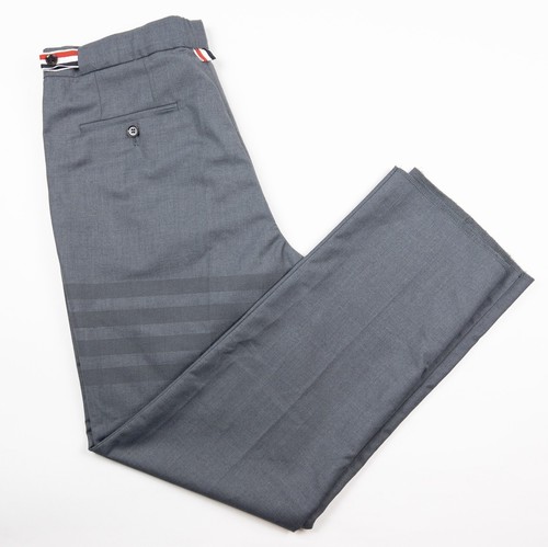 Thom Browne Pantaloni Uomo 5 (Vita 36) 4 Bar Pantaloni Grigio Giappone Schede Laterali Senza Orli