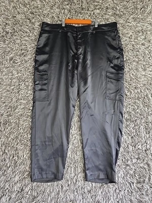 Torrid Relaxed Taper Stretch Satin Cargo Pants in Deep Black Size 18 - Image 1 of 4