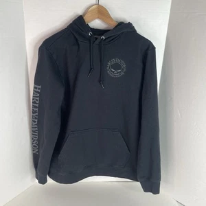 Harley Davidson Hoodie Sweatshirt, Medium, Black, Logo, Skull, Sleeve Spellout - Picture 1 of 8
