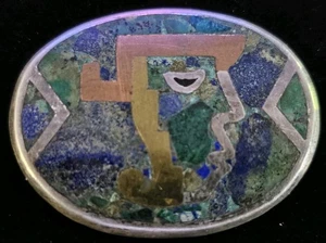 VINTAGE 60's NESTOR TAXCO MEXICO INLAID STERLING MIXED METAL PIN BROOCH EAGLE 3 - Picture 1 of 3