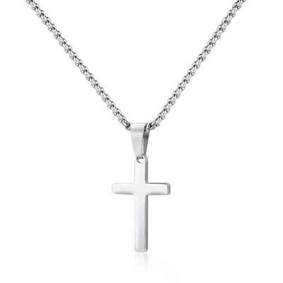 Colares de pingente cruzado de aço inoxidável para presentes masculinos masculinos - cruz masculina masculina masculina... - Imagem 1 de 4