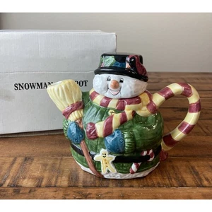 SNOWMAN Ceramic Teapot World Link Group Christmas Holiday Kitchen Collectible - Picture 1 of 24