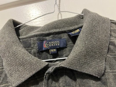 绿色 GRASS 软棉 工作 休闲 高尔夫 L/S 衬衫 M — 第 1/4 张图片