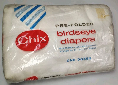 Pañales vintage Chix preplegados ojo de pájaro 12 docenas suaves EE. UU. Foto 1 de 4