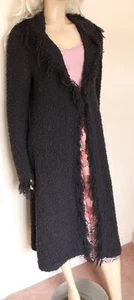 Monsoon dark purple grey Long wool boucle Cardigan coat size 14 victorian gothic - Picture 1 of 10
