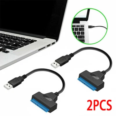 2PCS USB 2.0 zu SATA Adapter Kabel 22 Pin Für 2,5" Festplatte PC Laptop HDD SSD - Bild 1 von 4