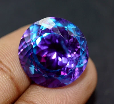 20.5 克拉 + 认证皮坦巴里蓝宝石天然双色圆形切割散装宝石 — 第 1/4 张图片