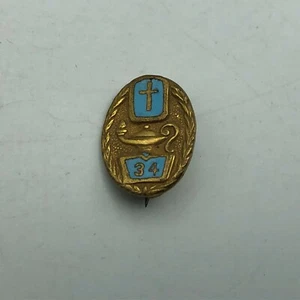 Cross Genie Lamp Lapel Pin Religious Award 1934 Vintage Unsure HELP Mystery - Picture 1 of 11