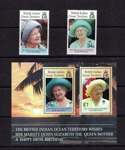 British Indian Ocean Territory: 2000, The Queen Mother's 100th  Birthday, MNH Cover
