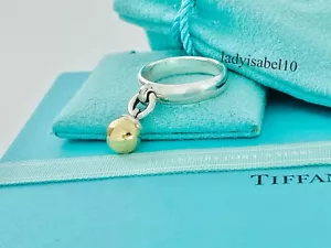 Tiffany & Co. Sz 7.5 Fascination Ball Band Ring Sterling Silver 18k Gold w Pouch - Picture 1 of 7