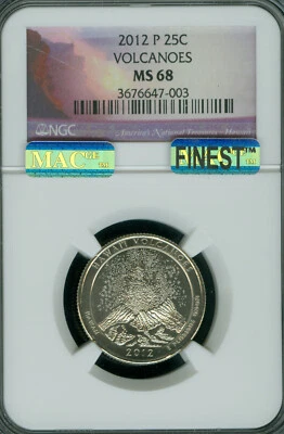 2012 P VOLCANOES LOGO QUARTER NGC MS68 MAC FINEST & SPOTLESS . - Image 1 of 2