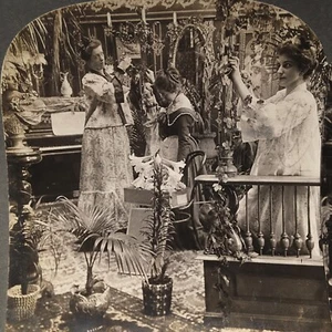 Antique Stereoview StereoCard Keystone Decorating For The Wedding 1901 - Picture 1 of 5