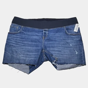 Old Navy Umstandsshorts Größe 18 OG niedriger Einsatz Denim Pull-On 5" Schrittlänge blau NEU - Bild 1 von 9