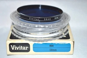 Vivitar 58 mm NEW 80A Screw-In Filter with Case/Box Made in USA (T-161) - Picture 1 of 4