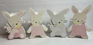 CARTERS WOOD JUMBO CLOTHESPIN-BUNNY RABBIT PAINTED 4” X 5 1/2” - 4 CLOTHESPINS. - Picture 1 of 5