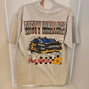 Vintage Rusty Wallace Racing Legend NASCAR Nutmeg Tshirt Large USA Double Sided - Picture 1 of 3