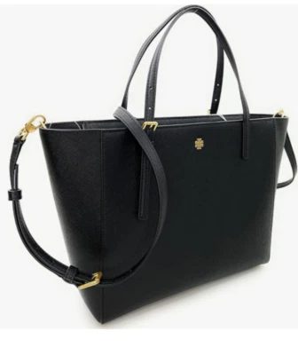 L@@K! NWT Tory Burch Emerson Black Saffiano Leather Tote Bag Crossbody~136091 - Image 1 of 4