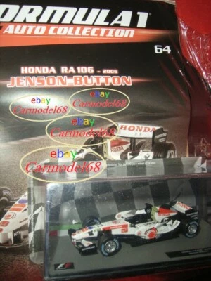 Honda RA106 Jenson Button #12 2006 1:43 + Fas N 64 Formula 1 Auto Collection F1 - Immagine 1 di 2
