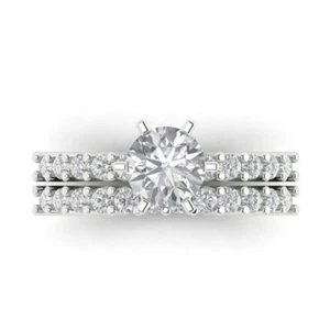 3.10 Carat Round anniversary engagement Ring band set 14k White gold Bridal - Picture 1 of 11