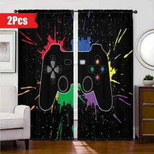 2Pcs Game Video Printing Window Curtains Drapes For Bedroom Living Room Kitchen - Picture 1 of 24