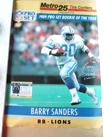 Barry Sanders Rookie of the Year Detroit Lions NFL Poster 17" x 22" 1990 Cover