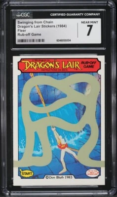 1984 Fleer Dragon's Lair Stickers Rub-Off Game Swinging From Chain CGC 7 - Image 1 of 2