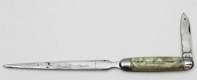 L.K. Company USA Folding Knife / Letter Opener Advertising Pearl Handle 11" all - Image 1 of 3
