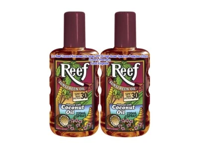 2 x Spray de aceite de protector solar de coco de arrecife FPS 30 protección de alto espectro amplio 220 ml Foto 1 de 4