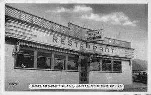 White River Jct. VT Walt's Restaurant Diner Main Street Postcard - Picture 1 of 2