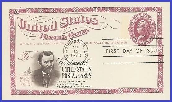 USA4 #UX65 U/A ARTCRAFT FDC   Centenary of Postal Card - Image 1 of 1