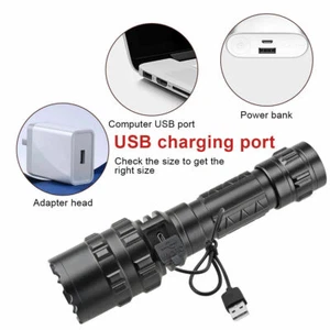 Super-Bright Flashlight Tactical Torch LED Recharge Battery - Picture 1 of 9