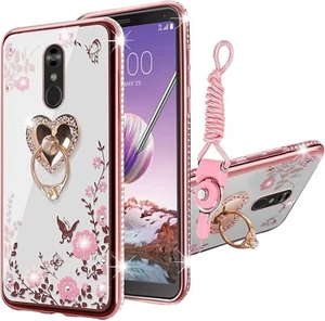 For LG Stylo 4/Stylo 4 Plus Case Bling Glitter Liquid Phone Cover + Ring Stand - Picture 1 of 8