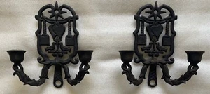 2 VINTAGE WILTON CAST IRON CANDLESTICK WALL MOUNTS, EUC - Picture 1 of 14