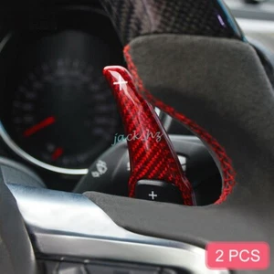 Palanca de cambios de volante de fibra de carbono para Ford Mustang 2015-2023 roja - Imagen 1 de 9