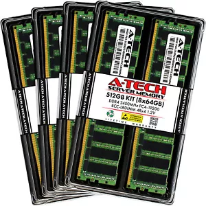 A-Tech 512GB 8x 64GB 4Rx4 PC4-19200 ECC Load Reduced LRDIMM Server Memory RAM - Picture 1 of 5