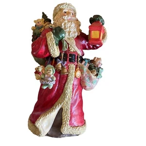 Vintage 90's Santa Claus Figurine with Lantern and Toys Christmas Decor 10" - Picture 1 of 8