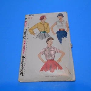 VTG 1950s Simplicity Sewing Pattern 4256 Junior & Misses Blouse Size 14   - Picture 1 of 3