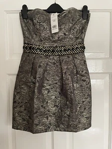 Womens Jane Norman Gold Sequin Bandeau Dress Size 10 BNWT Party - Picture 1 of 12