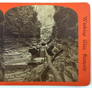 Foto Stereoview Watkins Glen Scenery No 10 Rocky Path por George F. Gates NY - Imagen 1 de 5