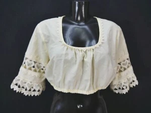 Gr.48 Dirndlbluse creme Bluse für Dirndl Baumwollmischung mit Spitze B10413 - Bild 1 von 4