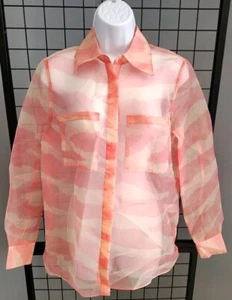Rachel Zoe Sheer Blouse Woman's XS Long Sleeve Pink Zebra Print Button Up Top - Picture 1 of 9