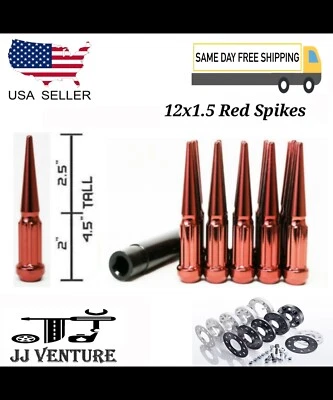 Tuerca de espiga de acero con estrías de 12x1,5" de alto roja de 20 piezas + ajuste de llave para la mayoría de los modelos KIA Foto 1 de 3